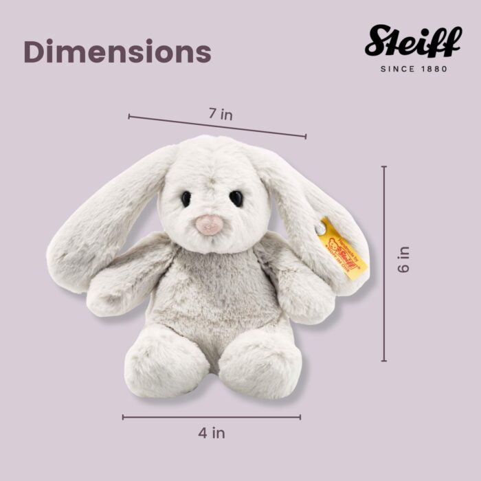 Steiff Hoppie Hase 18 cm hellgrau, Plüschtier Hase mit Schlappohren, Soft Cuddly Friends, flauschiges Stofftie Kuscheln – Bild 2